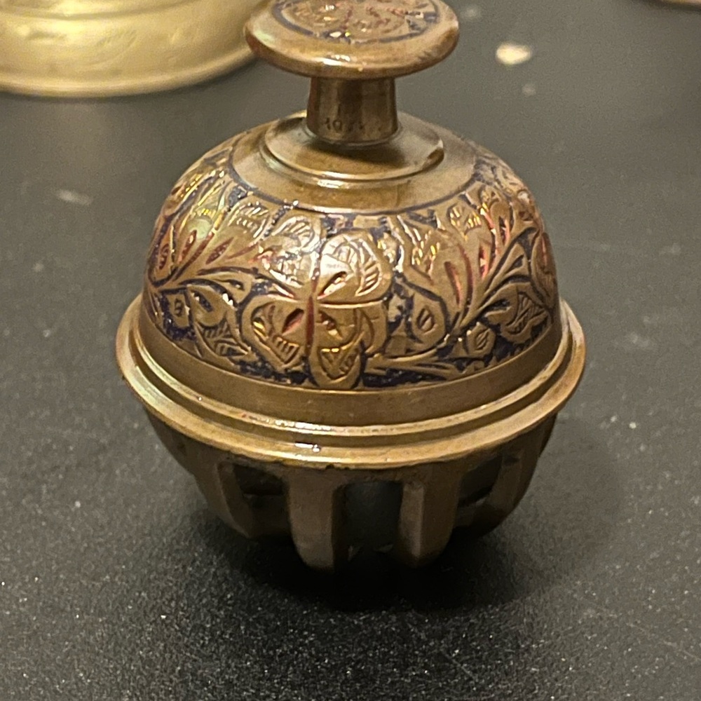 Vintage Brass Elephant claw Prayer Bell with Intricate Design